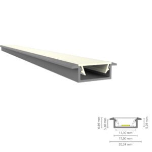 Inbouw LED-strip profiel 2m 20,24×6,69mm - alu/wit/zwart