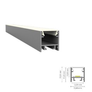 Opbouw LED-strip profiel 2m 15×25,69mm - alu/wit/zwart