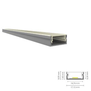 Opbouw LED-strip profiel 3m 17,15×8mm - alu/wit/zwart