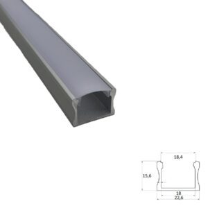 Opbouw LED-strip profiel 3m 22,6×15,6mm - Aluminium