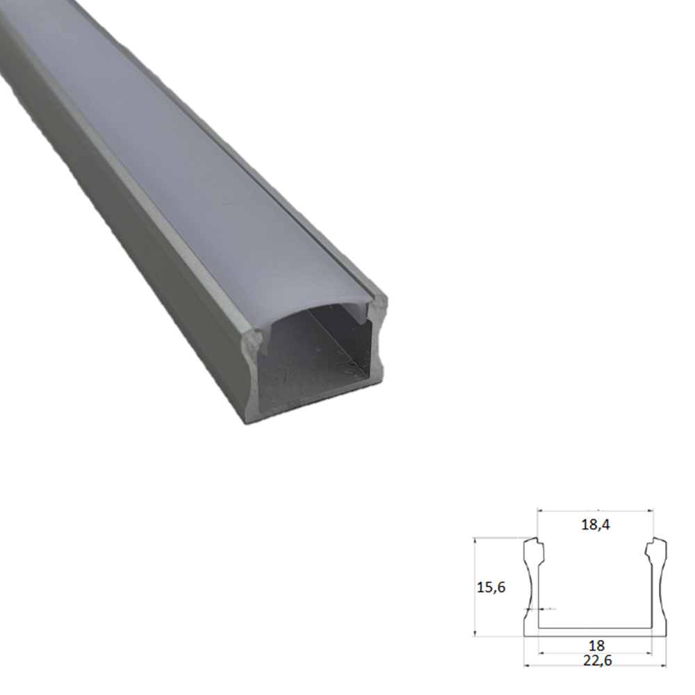 Opbouw LED-strip profiel 3m 22,6×15,6mm - Aluminium Opbouw LED-strip profiel 3m 22,6×15,6mm - Aluminium
