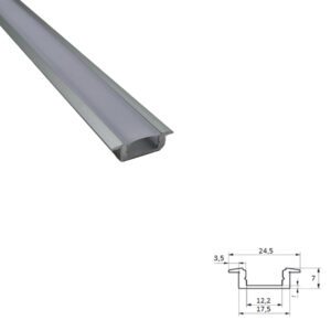 Inbouw LED-strip profiel 2m 17,5×7mm - Aluminium