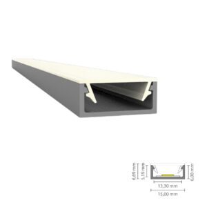 Opbouw LED-strip profiel 2m 15×6,69mm - Alu/wit/zwart