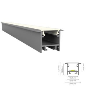 Inbouw LED-strip profiel 2m 20×15,69mm - Alu/wit/zwart