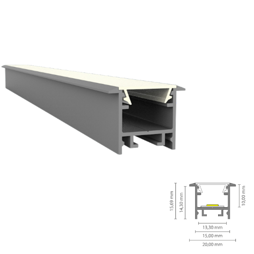 Inbouw LED-strip profiel 2m 20×15,69mm - Alu/wit/zwart Inbouw LED-strip profiel 2m 20×15,69mm - Alu/wit/zwart