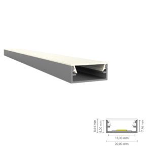 Opbouw LED-strip profiel 2m 20×8,84mm - alu/wit/zwart